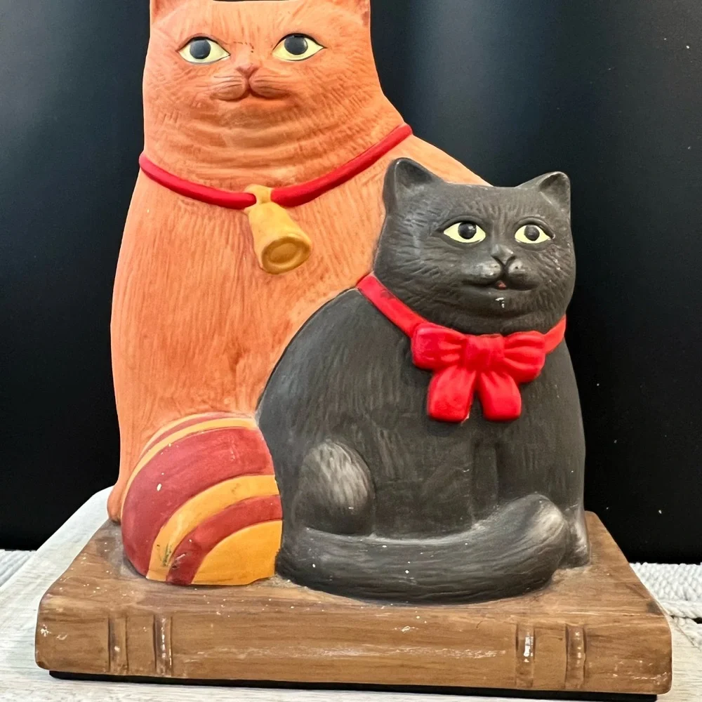 Vintage Dept 56 Charming Cat Figurine Set - Orange and Black